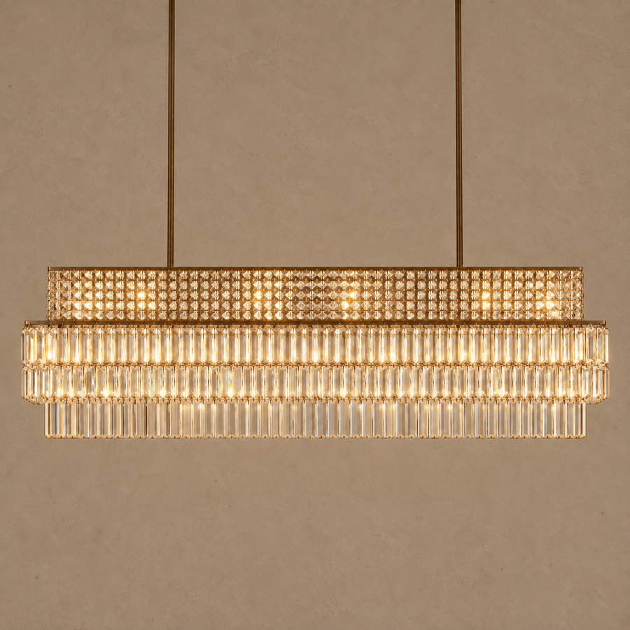 Crystal Chandelier – Linear, Dimmable LED – Aurelian — light on