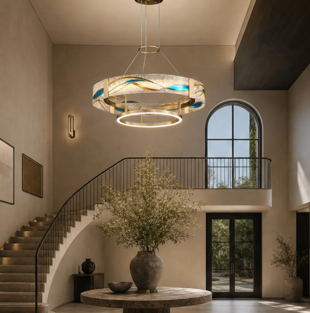 Glass Chandelier – Wave, Dimmable LED – Avelis
