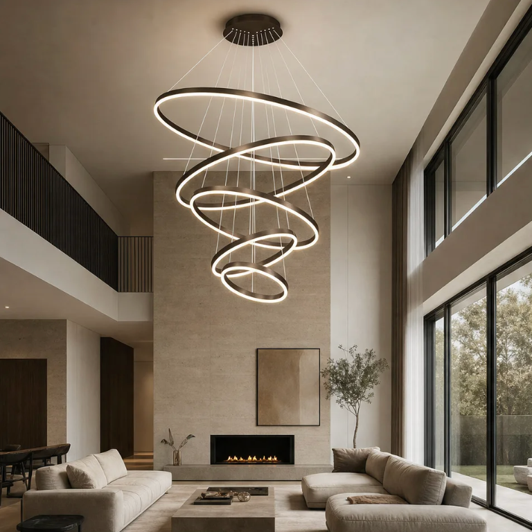 Spiral Chandelier – Stainless Steel, LED – Alina