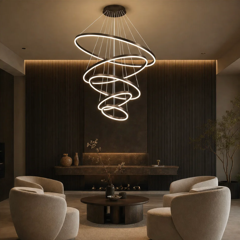 Spiral Chandelier – Stainless Steel, LED – Alina