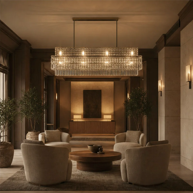 Crystal Chandelier – Linear, Dimmable LED – Aurelian