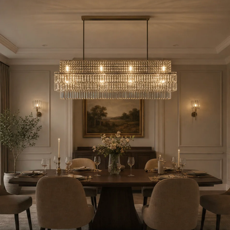 Crystal Chandelier – Linear, Dimmable LED – Aurelian