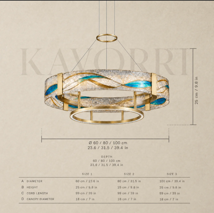 Glass Chandelier – Wave, Dimmable LED – Avelis