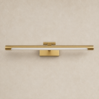 Akia brass wall light, switched off, on a neutral background