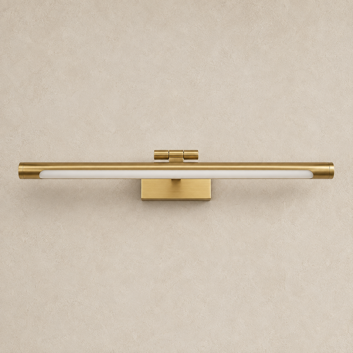 Akia brass wall light, switched off, on a neutral background