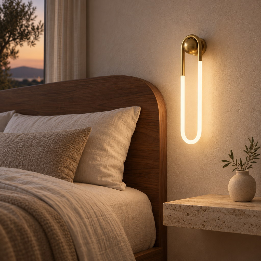 Cira brass wall light in a contemporary interior