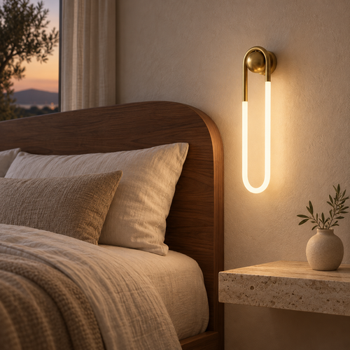 Cira brass wall light in a contemporary interior
