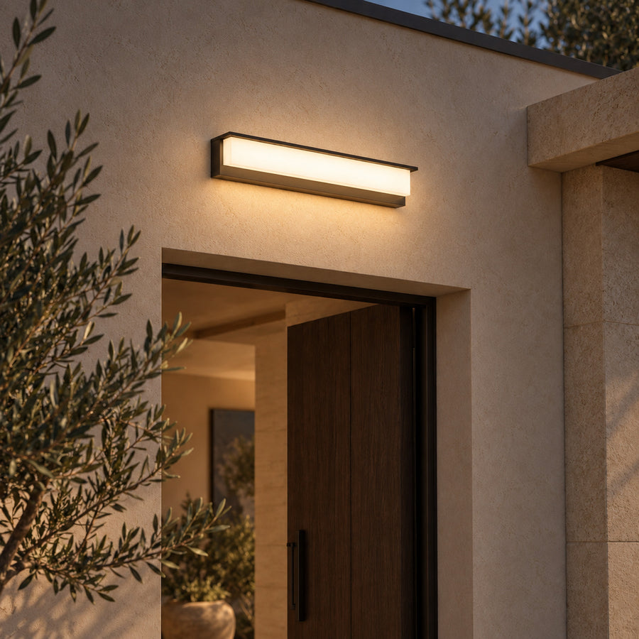 Outdoor Wall Light – Stainless Steel, LED – Aaliyah — light on