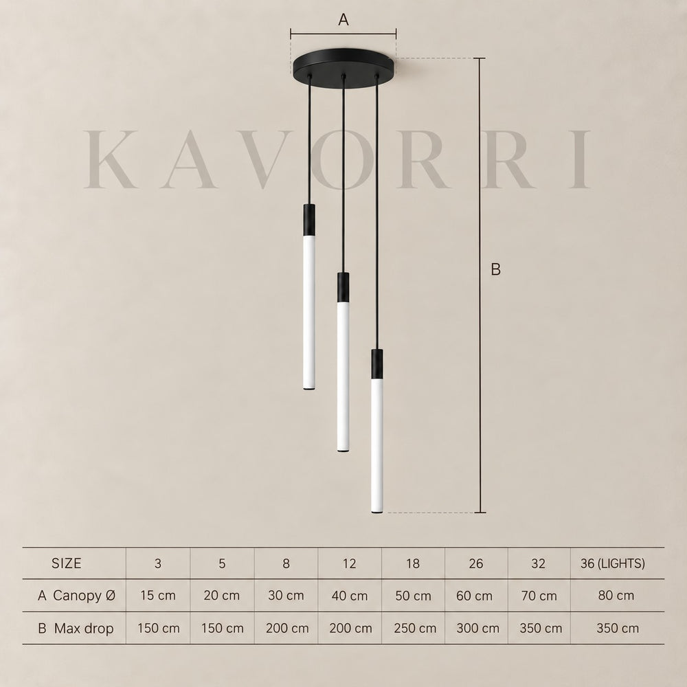 Modern Pendant Light – Linear, Dimmable LED – Astra dimensions