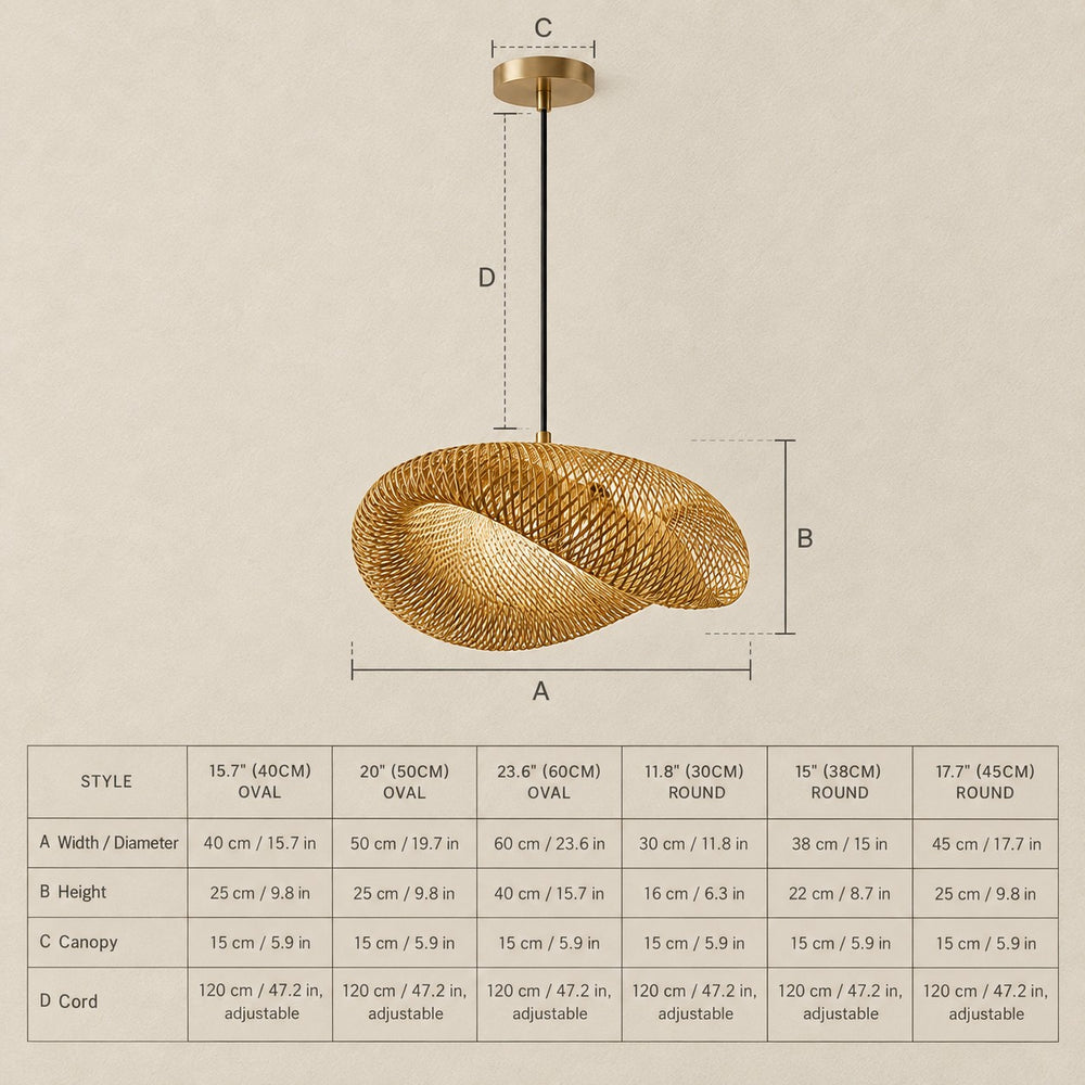 Wood Pendant Light – LED – Bask dimensions