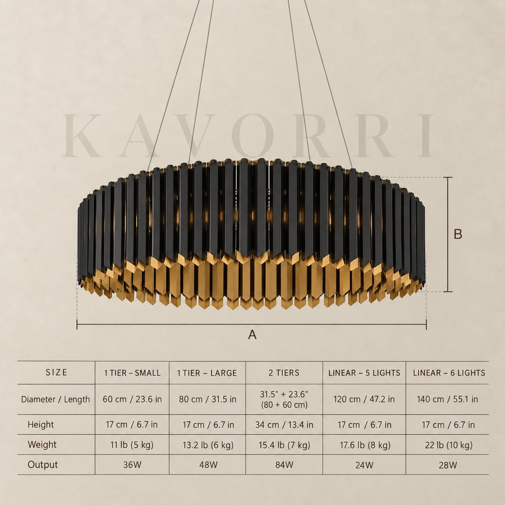 Glass Chandelier – Linear, Dimmable LED – Calyx dimensions