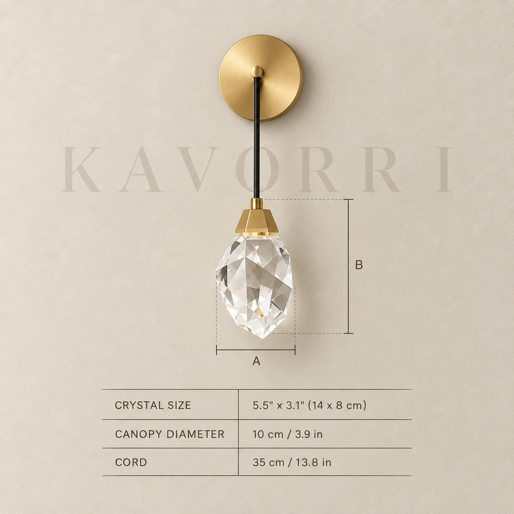 Crystal Wall Light – LED – Crystal Rocks Single dimensions