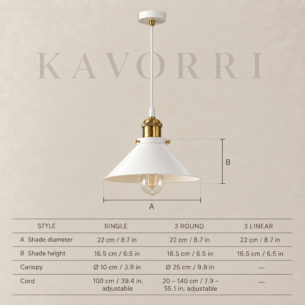 Industrial Pendant Light – Aluminium, LED – Lumiere dimensions