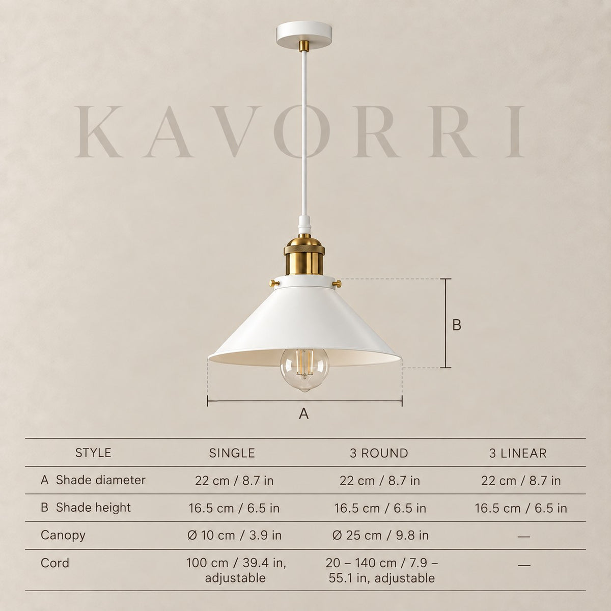 Lumiere by KAVORRI – dimensions