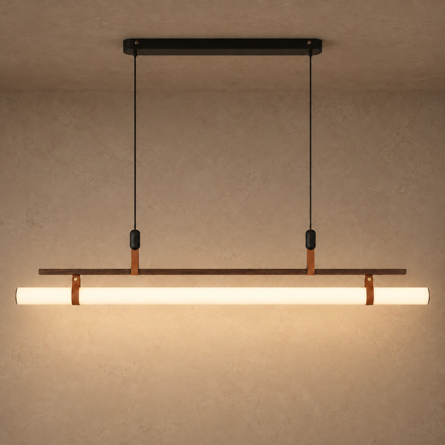 Glass Pendant Light – Linear, LED – Meris — light on