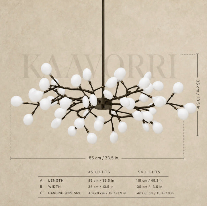 Modern Chandelier – Dimmable LED – Mireya dimensions