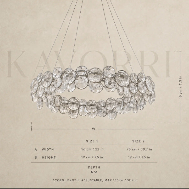 Crystal Chandelier – Dimmable LED – Noa dimensions