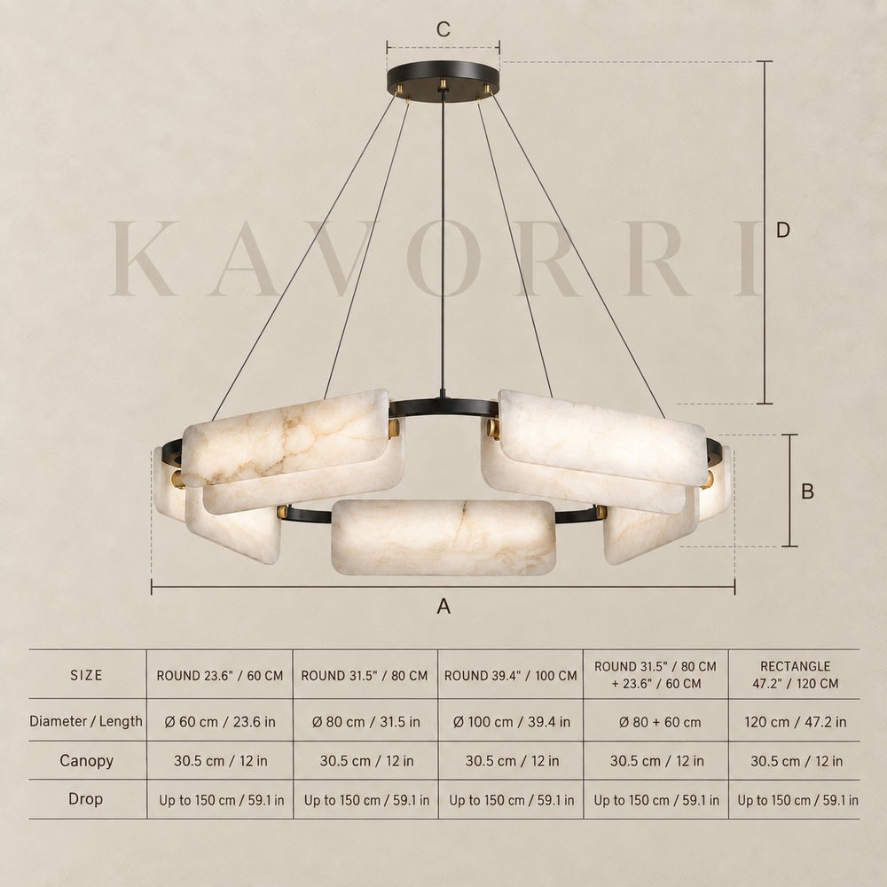 Chandelier – Dimmable LED – Noira dimensions