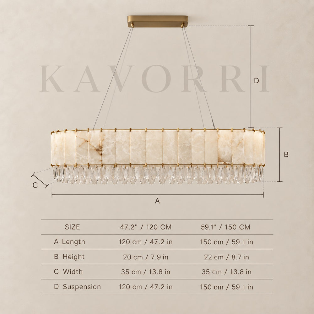 Crystal Chandelier – Dimmable LED – Opaline dimensions