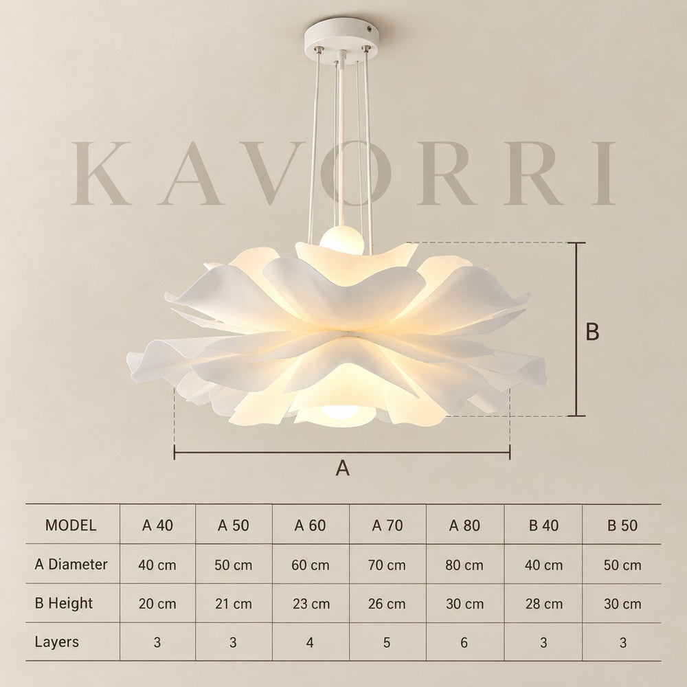 Floral Pendant Light – Aluminium, Dimmable LED – Rose dimensions
