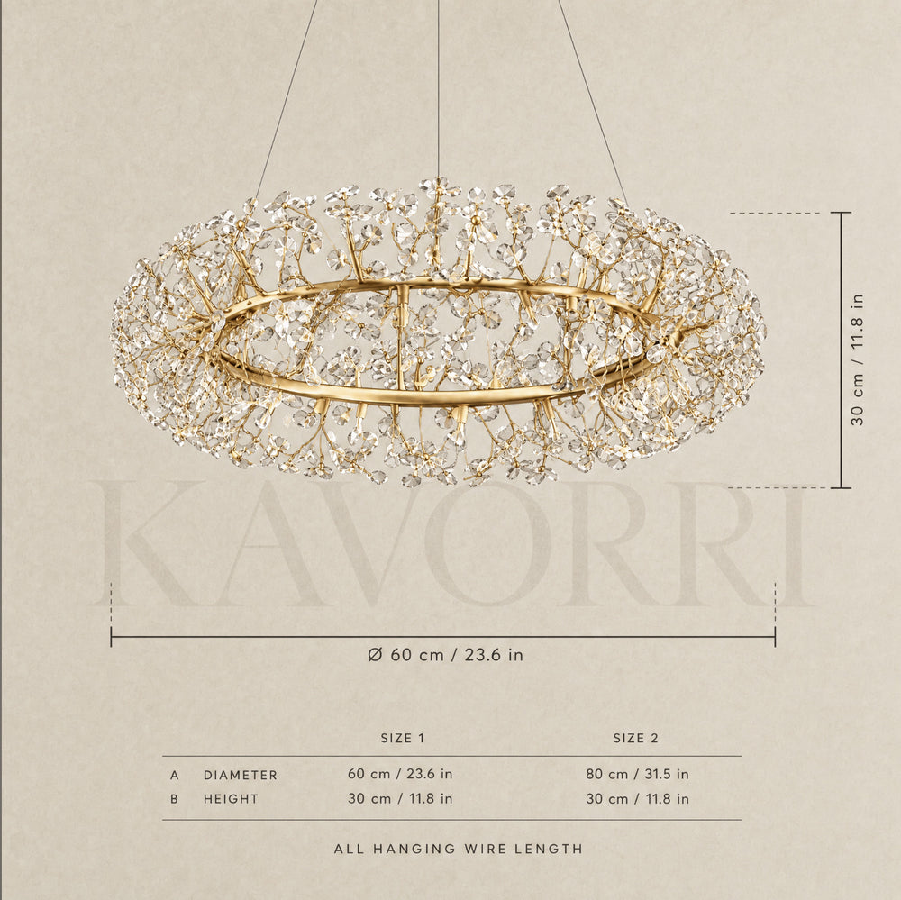 Crystal Chandelier – Linear, Dimmable LED – Serenza dimensions
