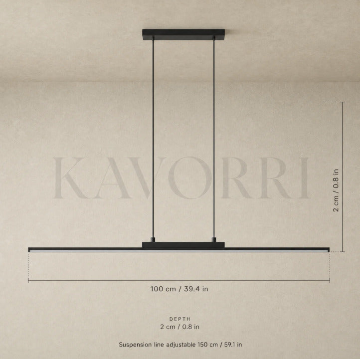 Modern Pendant Light – Linear, LED – Sloane dimensions