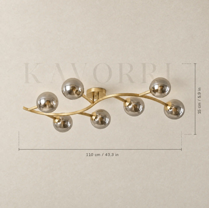 Flush Ceiling Light – Glass, LED – Sprig dimensions