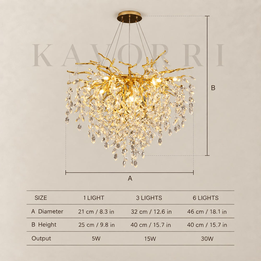 Modern Pendant Light – Crystal, Dimmable LED – Tillow dimensions