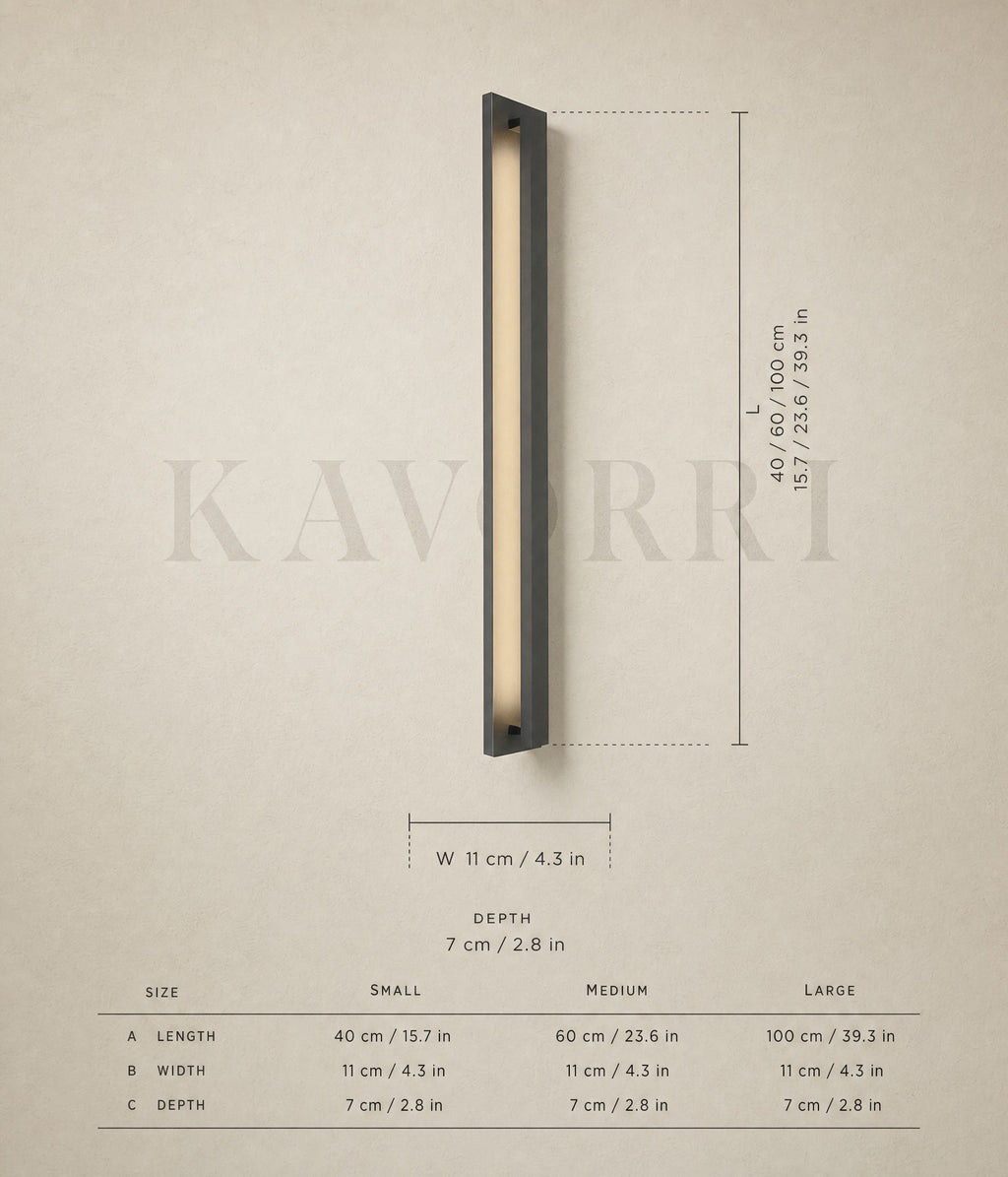 Zentha outdoor wall light dimensions by KAVORRI