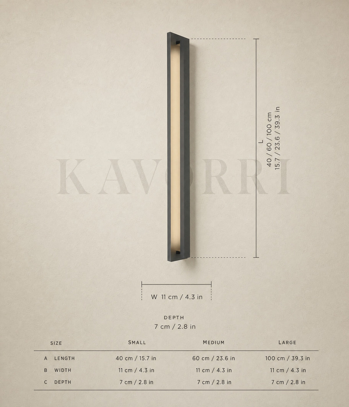 Zentha outdoor wall light dimensions by KAVORRI